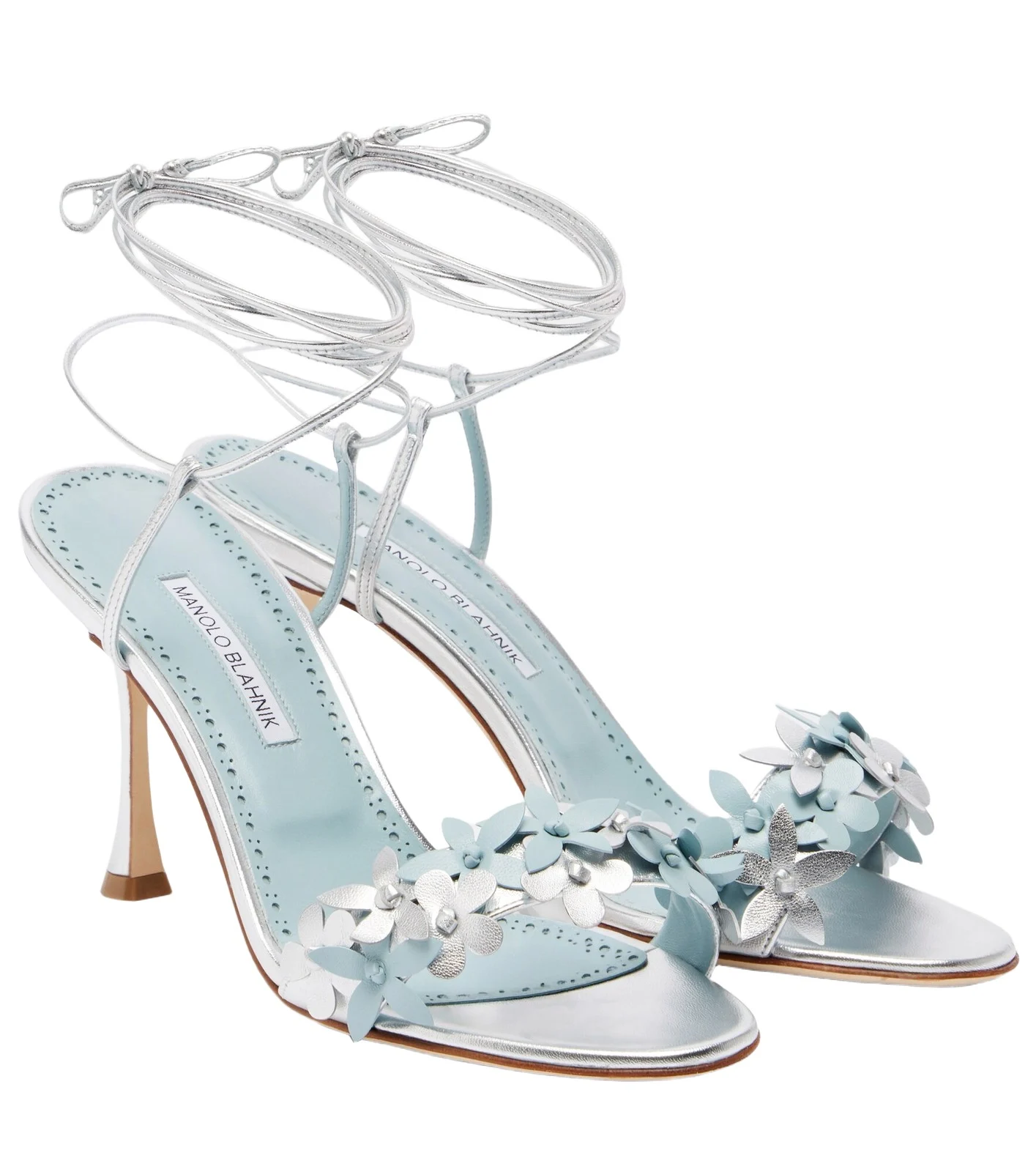 Manolo Blahnik Anista floral-appliqué leather sandals