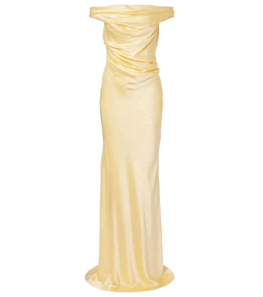 The Sei Bardot draped silk charmeuse gown | Image 1 The Sei Bardot draped silk charmeuse gown | Image 1