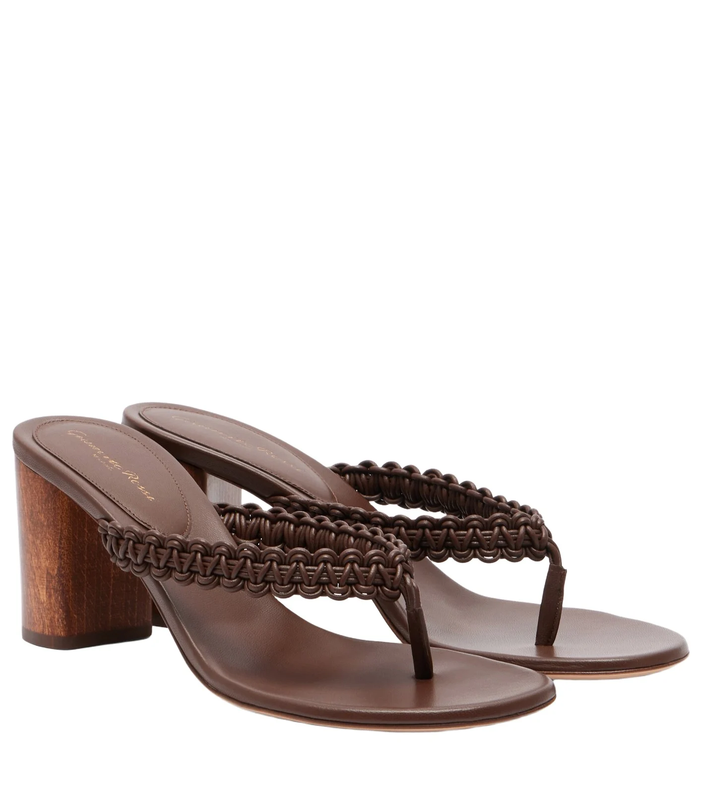 Braided leather thong sandals