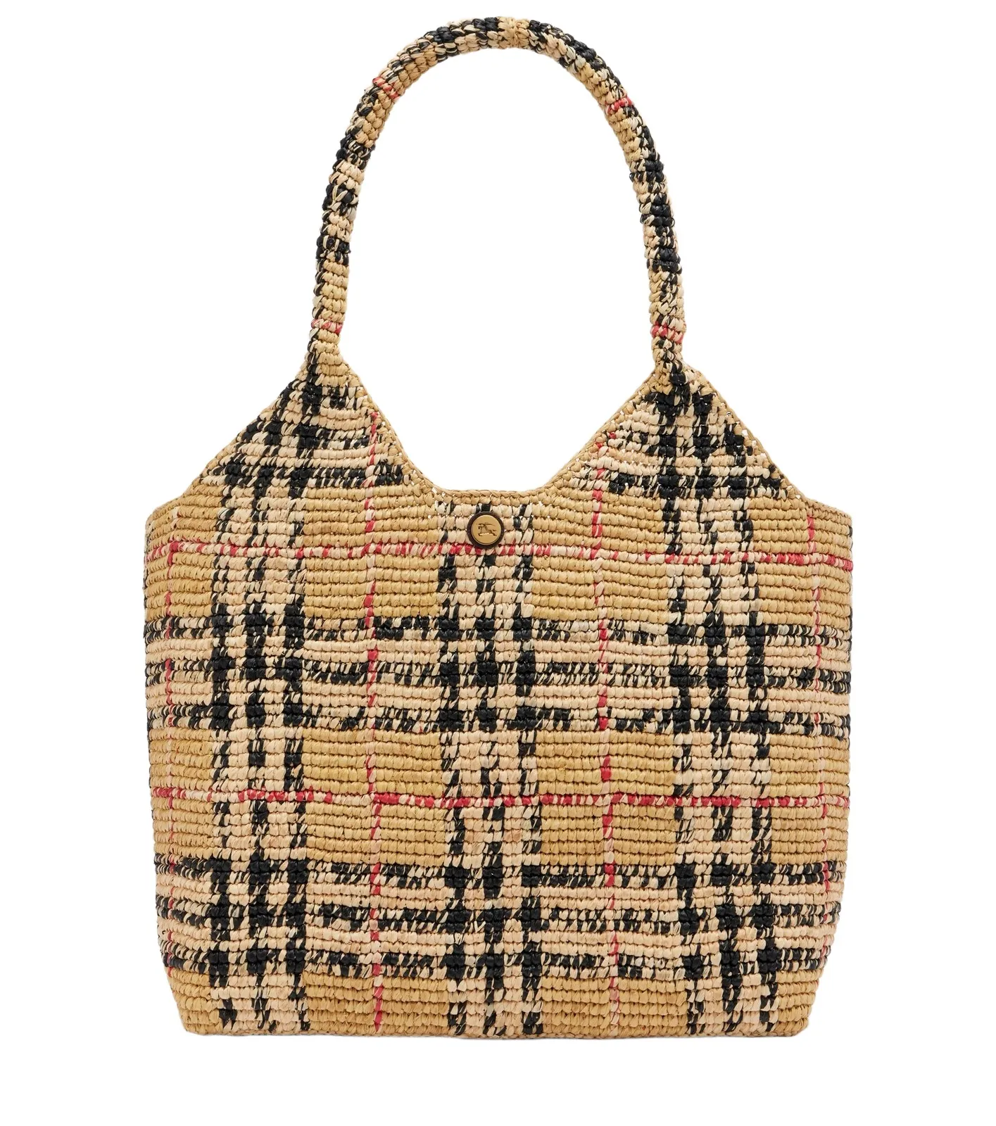 Check Large raffia tote bag Check Large raffia tote bag