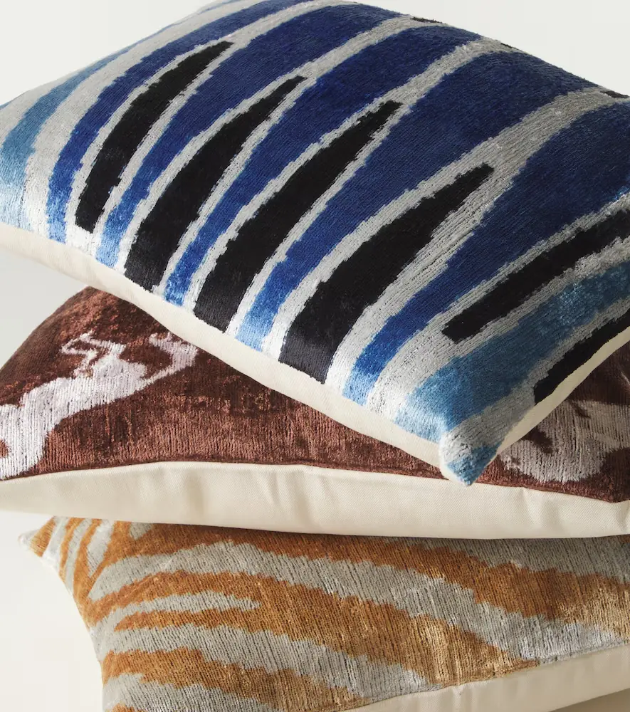 LES OTTOMANS Striped cotton and silk velvet cushion | Thumbnail 3
