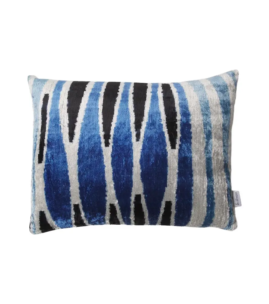 LES OTTOMANS Striped cotton and silk velvet cushion