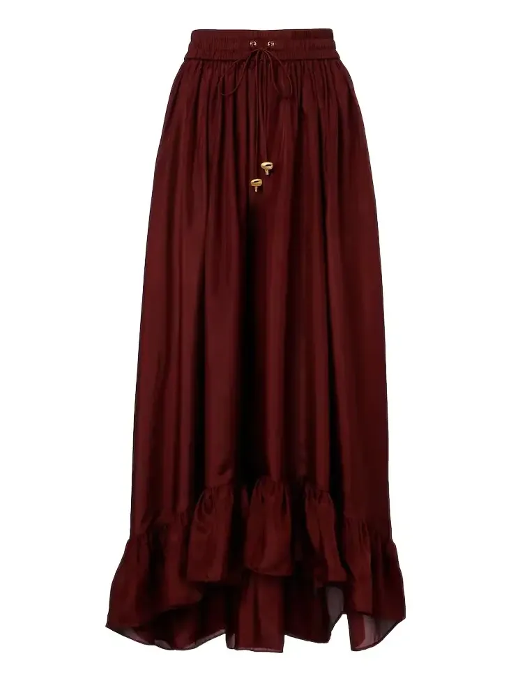 Aster gathered silk habotai maxi skirt
