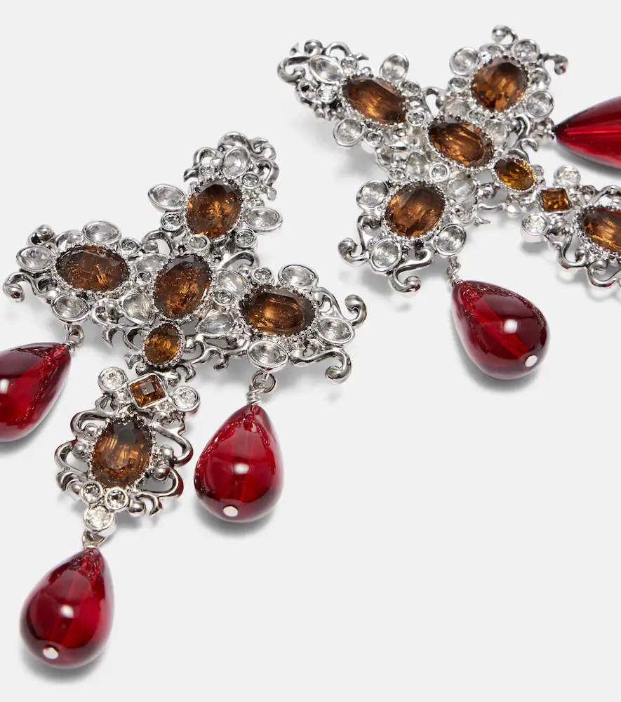 Saint Laurent Cross embellished clip-on earrings | Thumbnail 2