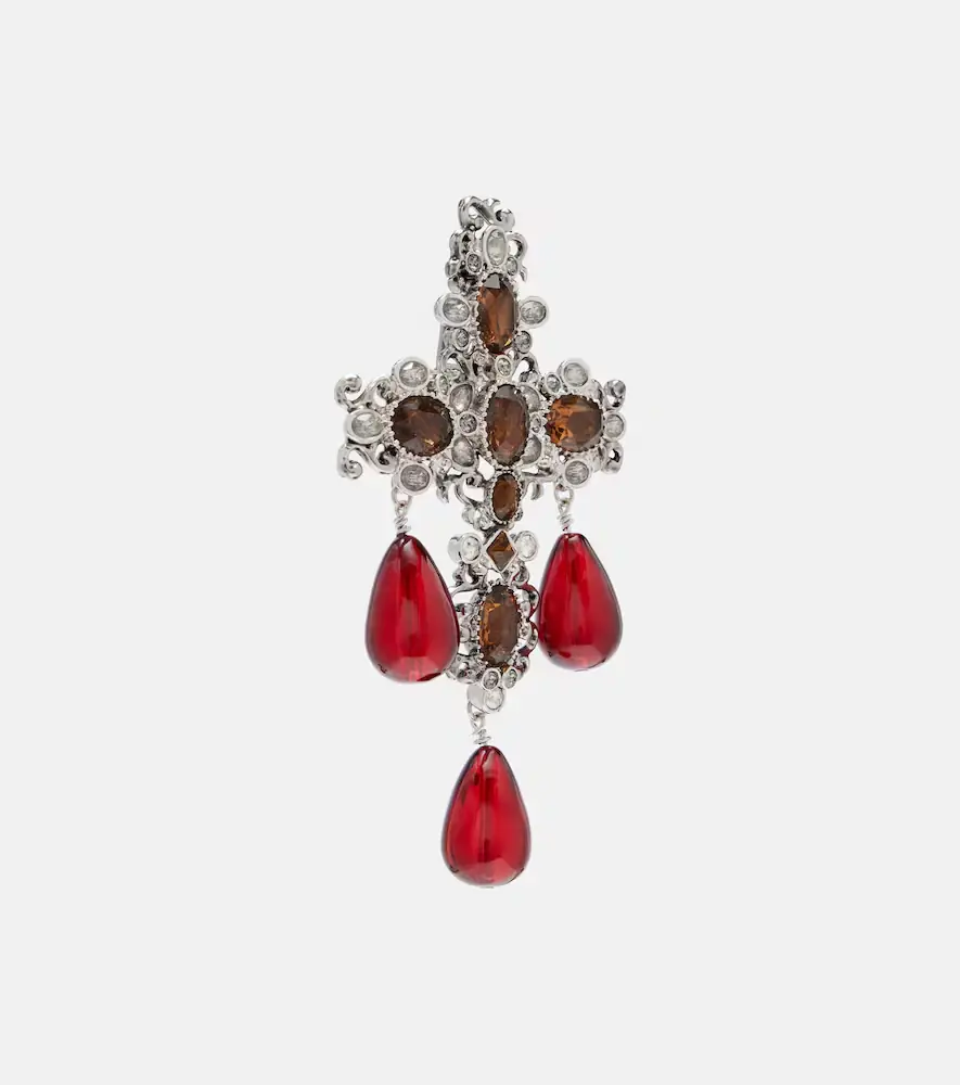 Saint Laurent Cross embellished clip-on earrings | Thumbnail 3