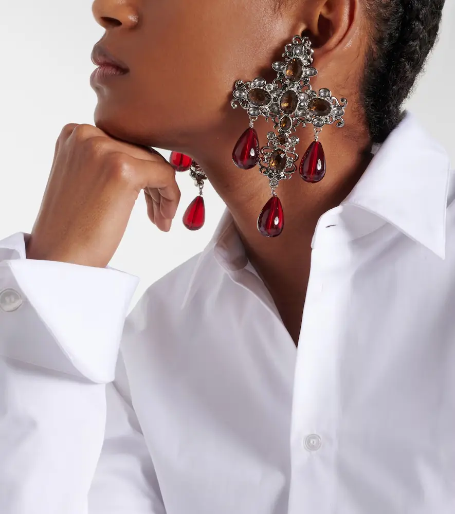 Saint Laurent Cross embellished clip-on earrings | Thumbnail 5
