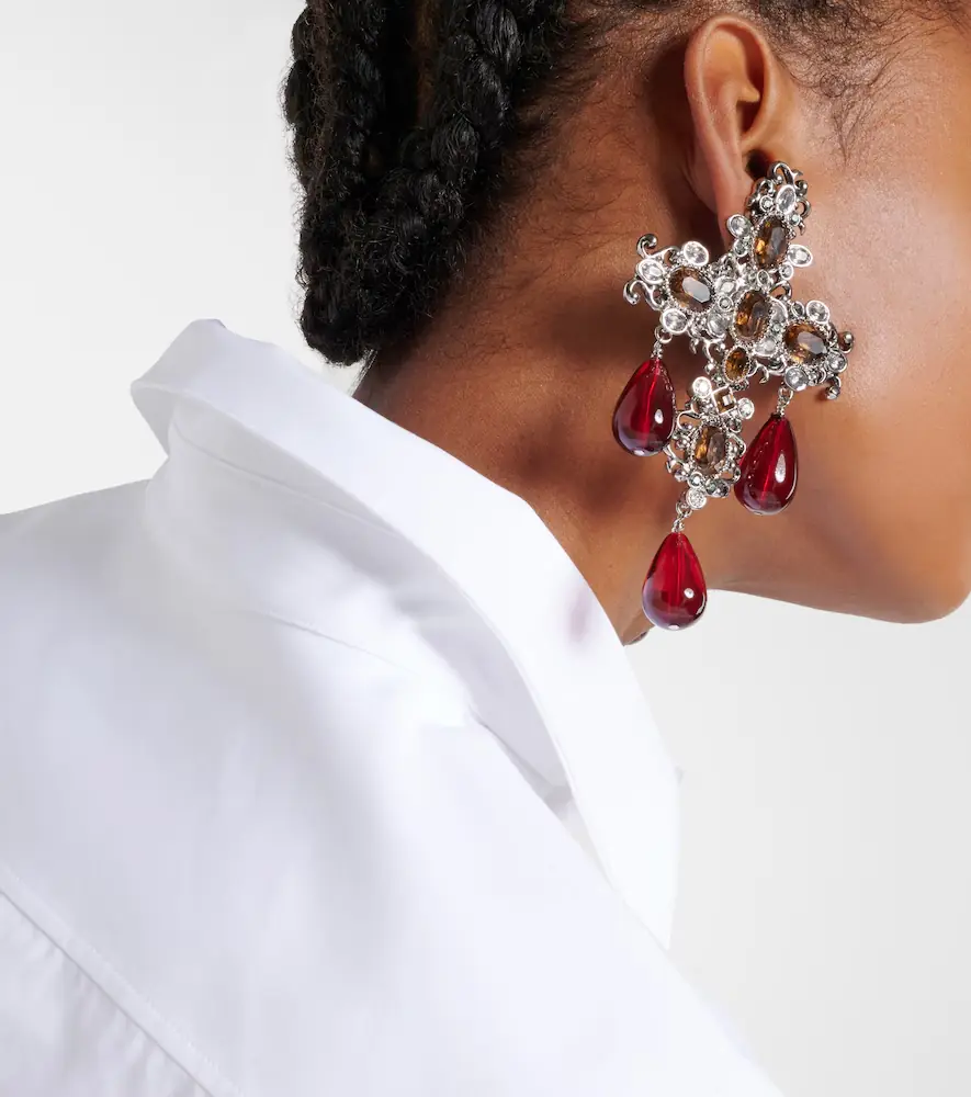 Saint Laurent Cross embellished clip-on earrings | Thumbnail 6