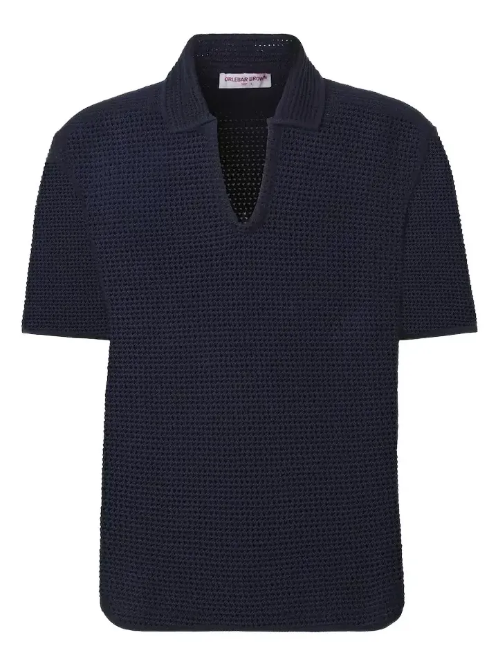 Orlebar Brown Batten crochet cotton polo shirt