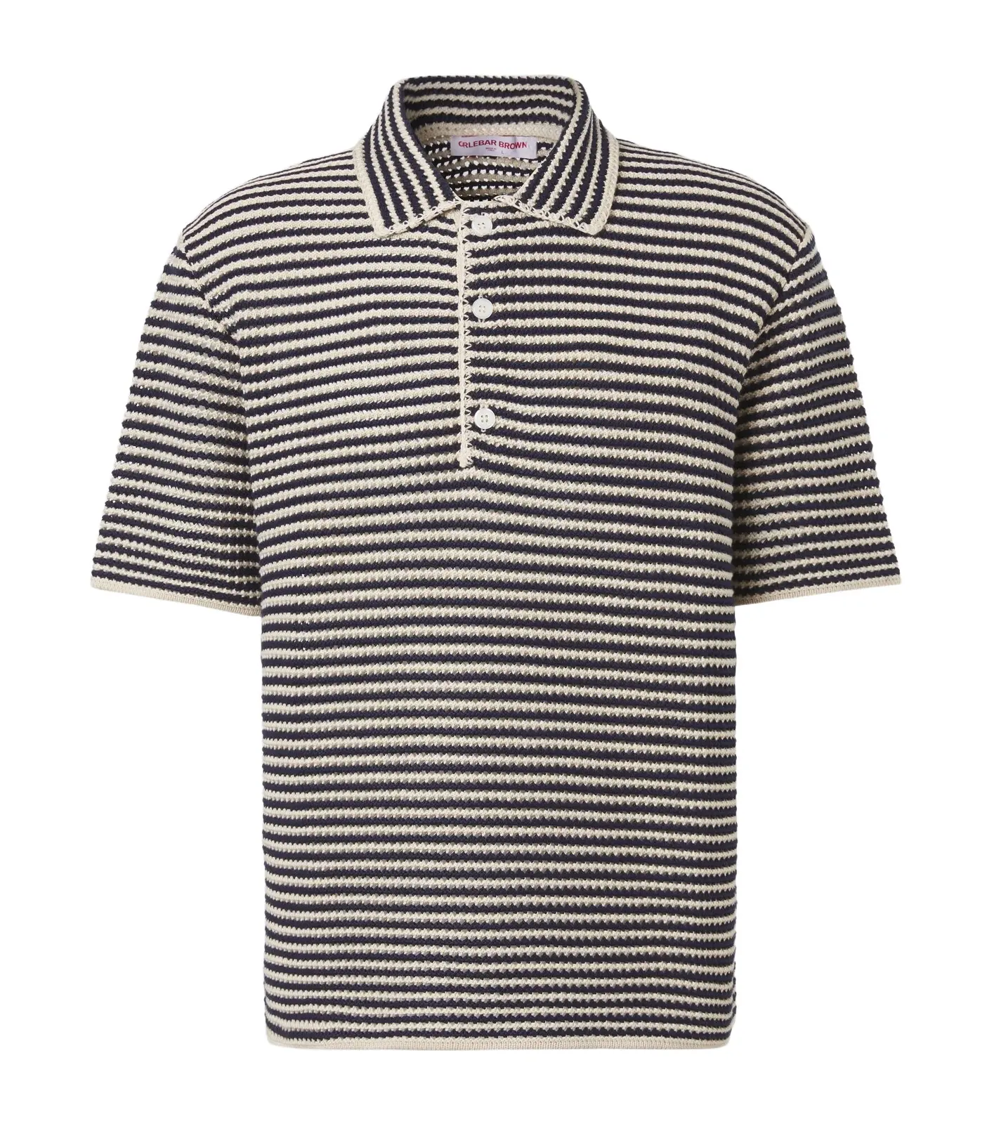 Orlebar Brown Lowry striped crochet cotton polo sweater