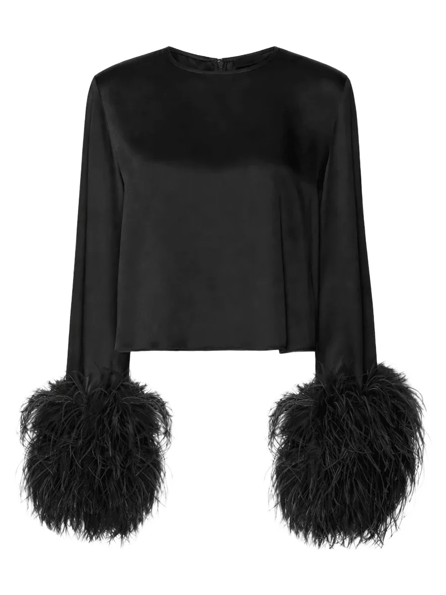 Satin Top With Feathers Satin Top With Feathers