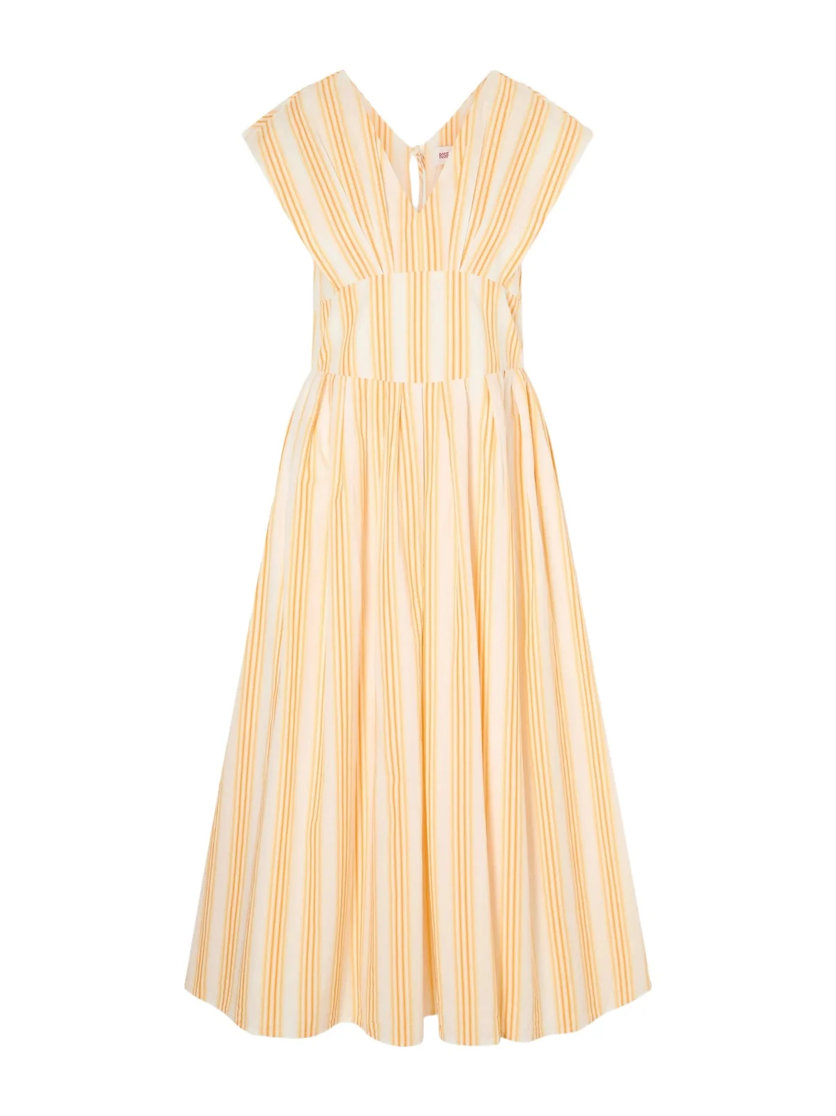 In Full Bloom Gathered Striped Cotton-taffeta Midi Dress In Full Bloom Gathered Striped Cotton-taffeta Midi Dress