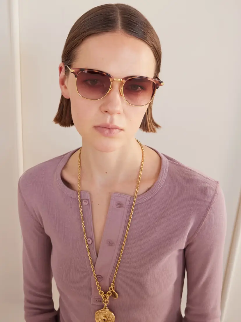 Chloé Tubolar D-frame Acetate And Gold-tone Sunglasses | Thumbnail 2 Chloé Tubolar D-frame Acetate And Gold-tone Sunglasses | Thumbnail 2