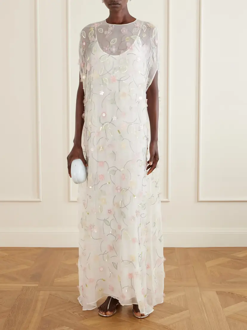 BERNADETTE Embroidered Sequin-detailed Recycled Chiffon Gown | Thumbnail 2 BERNADETTE Embroidered Sequin-detailed Recycled Chiffon Gown | Thumbnail 2