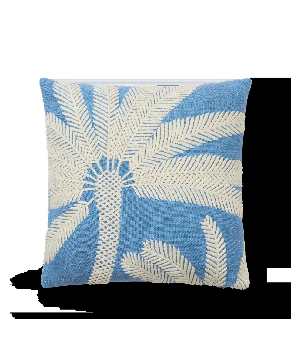 Emporio Sirenuse Offset Palm Embroidered Cushion Cover | Image 1 Emporio Sirenuse Offset Palm Embroidered Cushion Cover | Image 1
