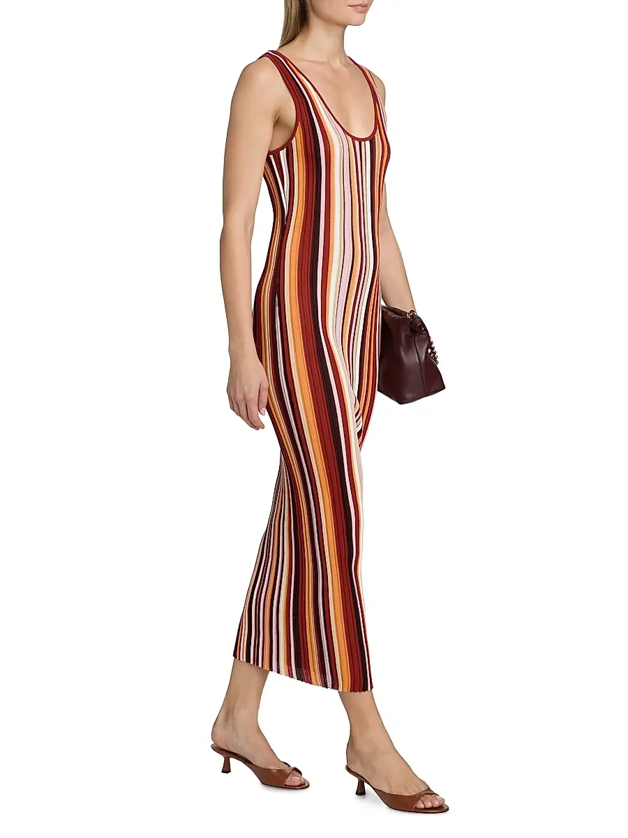 Ronny Kobo Women's Kerry Rib-Knit Striped Sheath Midi-Dress | Thumbnail 2