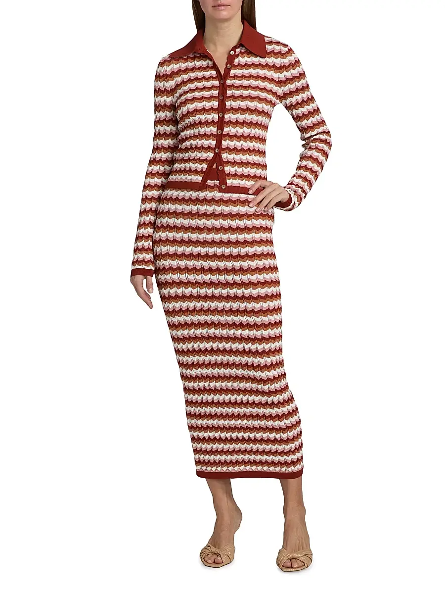 Ronny Kobo Women's Gavin Striped Knit Cardigan | Thumbnail 2