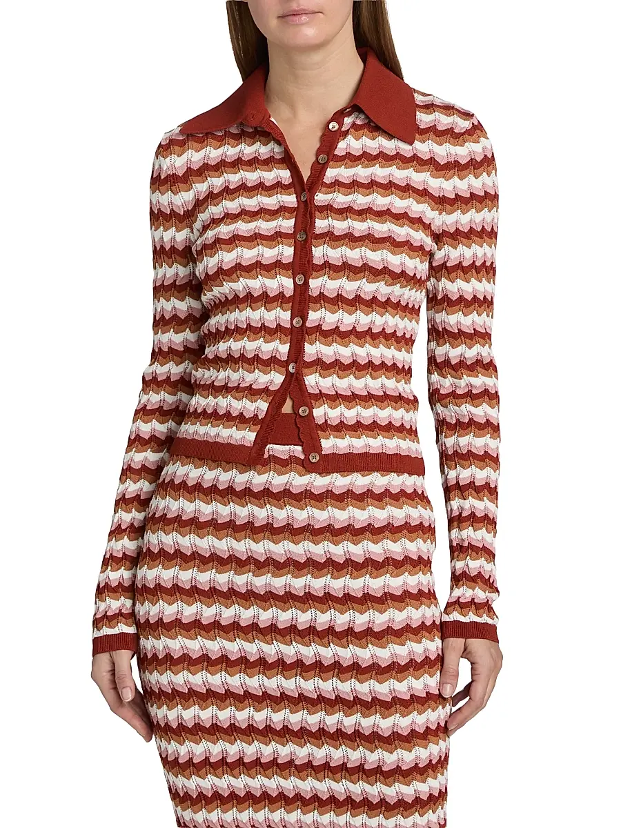 Ronny Kobo Women's Gavin Striped Knit Cardigan | Thumbnail 3