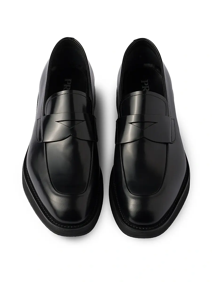 Prada Men's Brushed Leather Loafers | Thumbnail 4