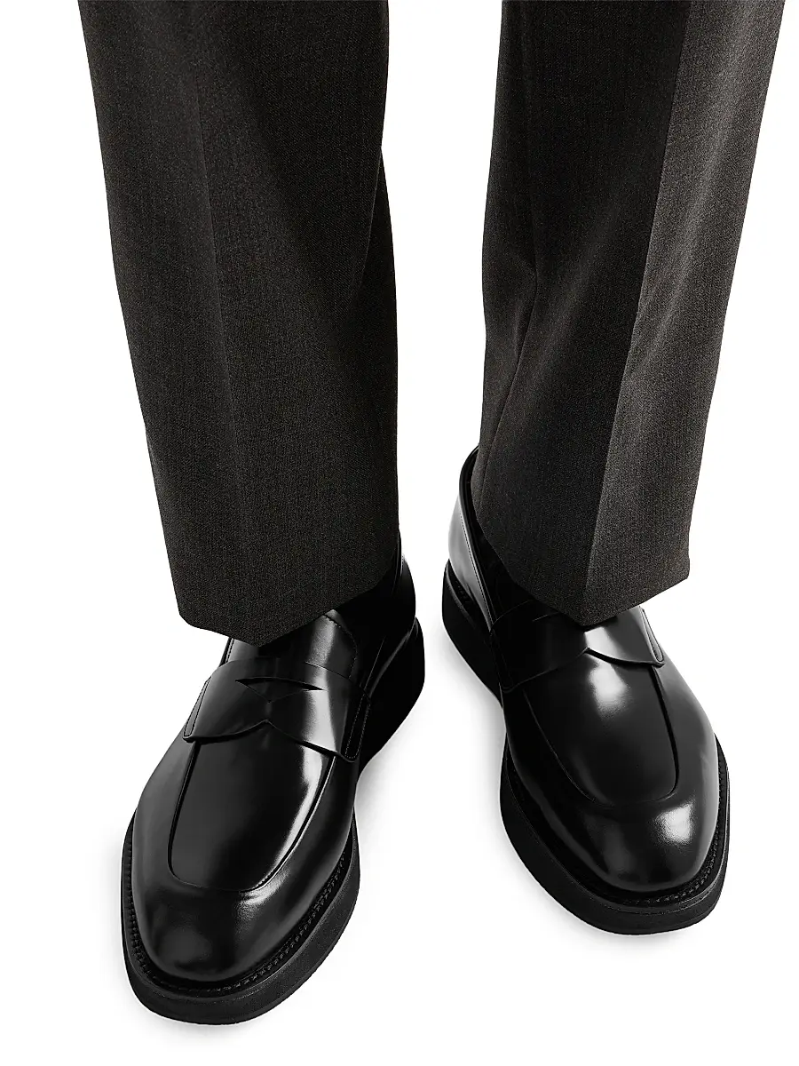 Prada Men's Brushed Leather Loafers | Thumbnail 5