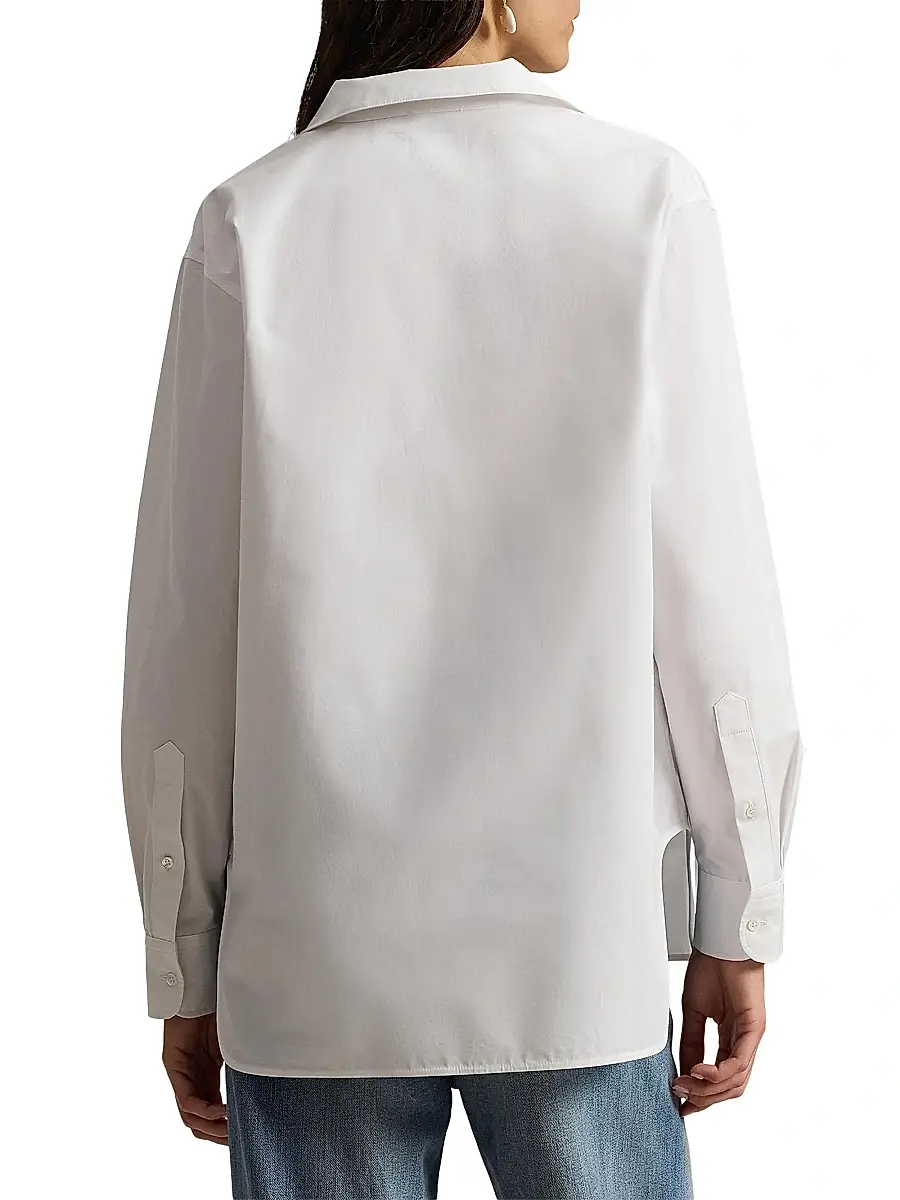 Polo Ralph Lauren Women's Lace-Up Bib Cotton Shirt | Thumbnail 4 Polo Ralph Lauren Women's Lace-Up Bib Cotton Shirt | Thumbnail 4