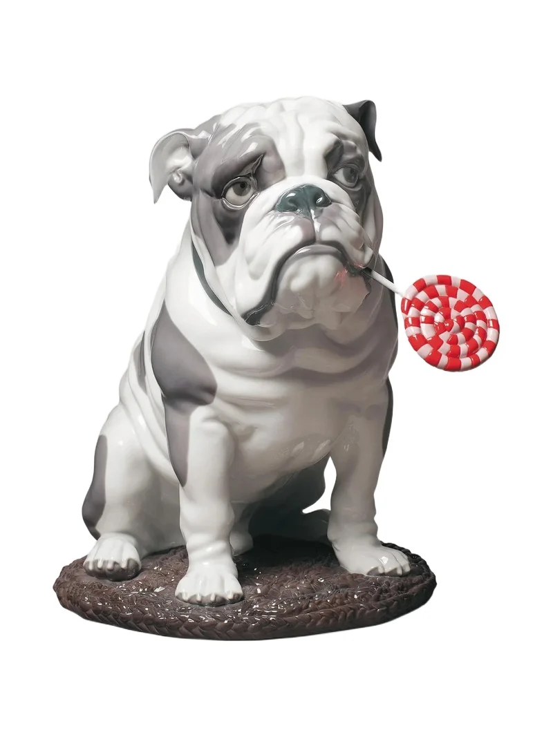 Lladro Porcelain Bulldog with Lollipop Dog Figurine