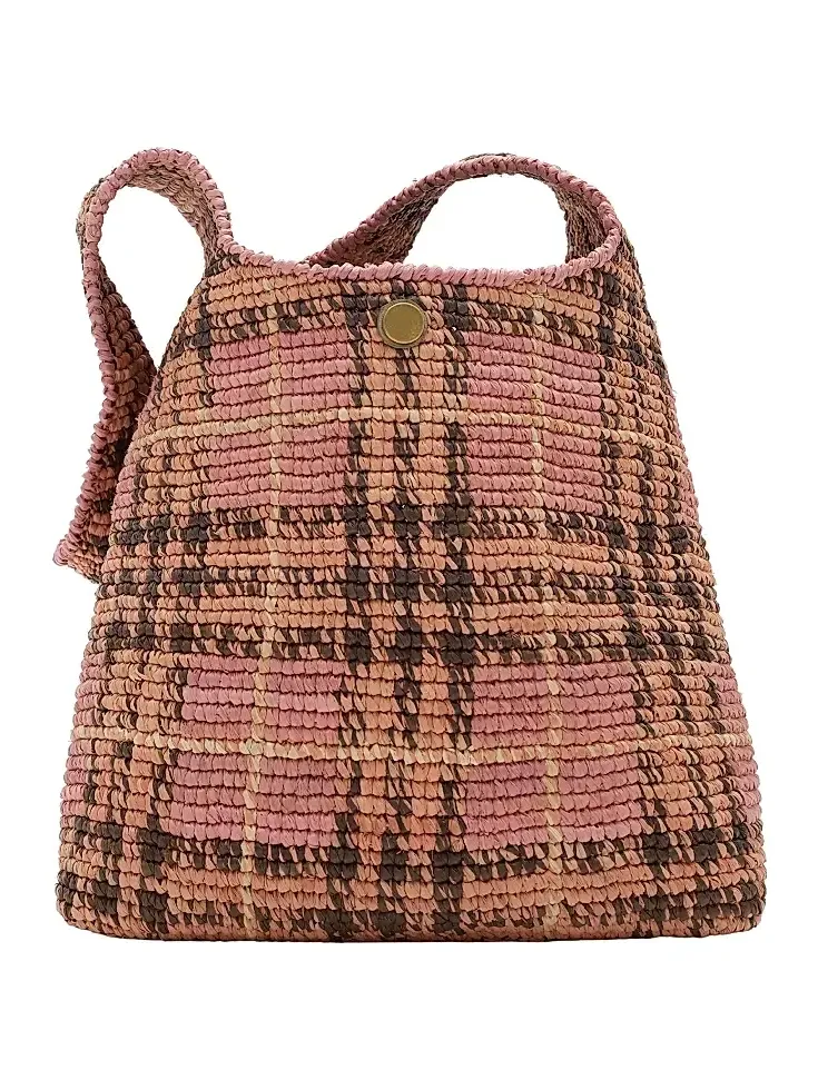 Women's Margate Small Check Raffia Hobo Bag