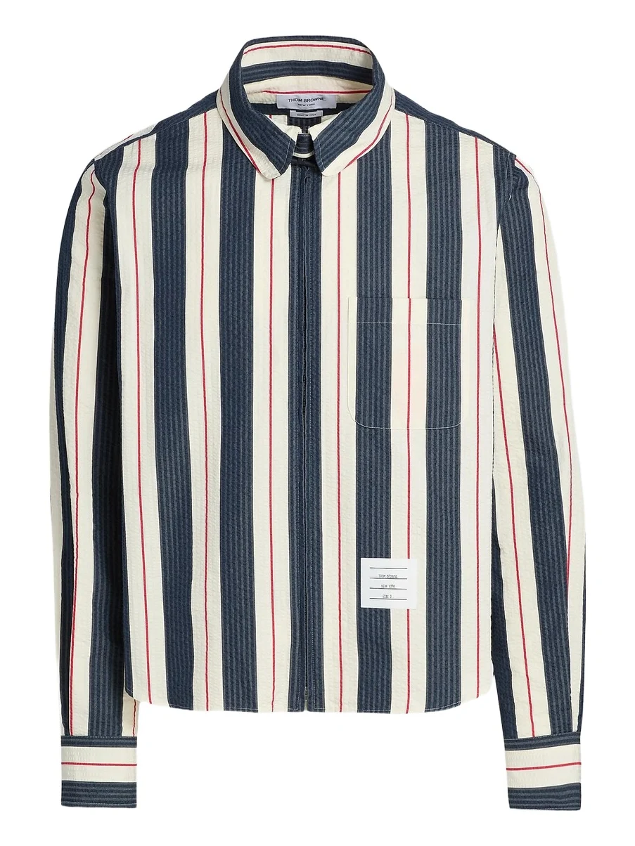 Men's Seersucker Stripe Cotton Zip Shirt Men's Seersucker Stripe Cotton Zip Shirt