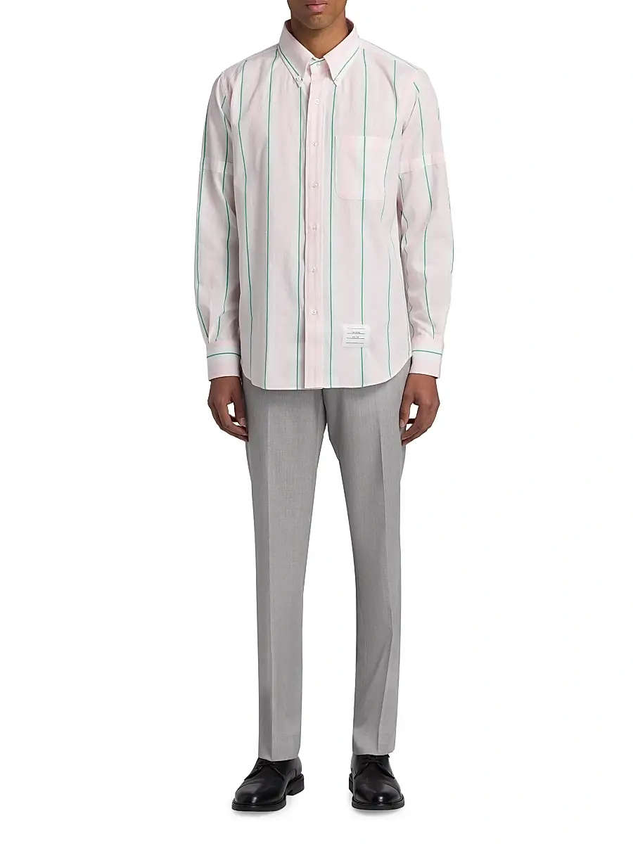 Thom Browne Men's Striped Cotton Button-Down Shirt | Thumbnail 2