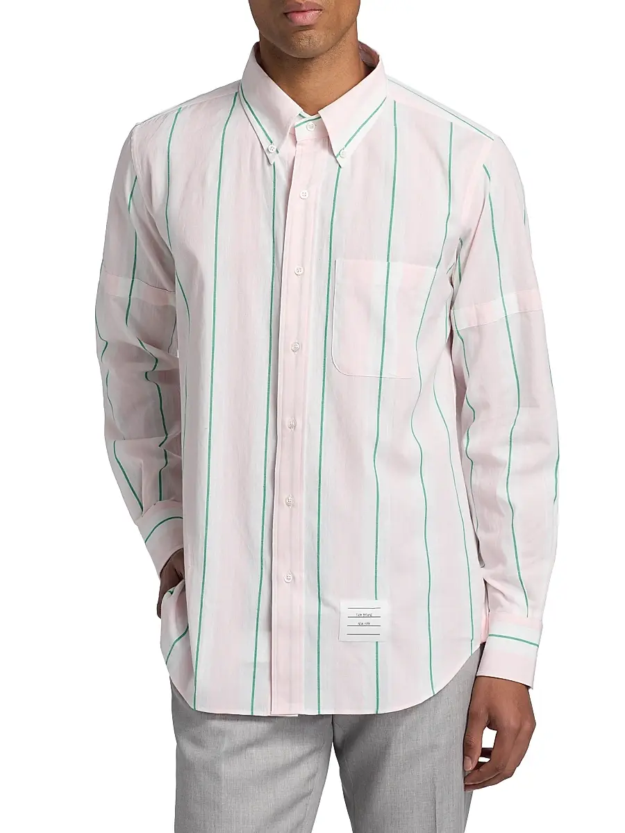 Thom Browne Men's Striped Cotton Button-Down Shirt | Thumbnail 3