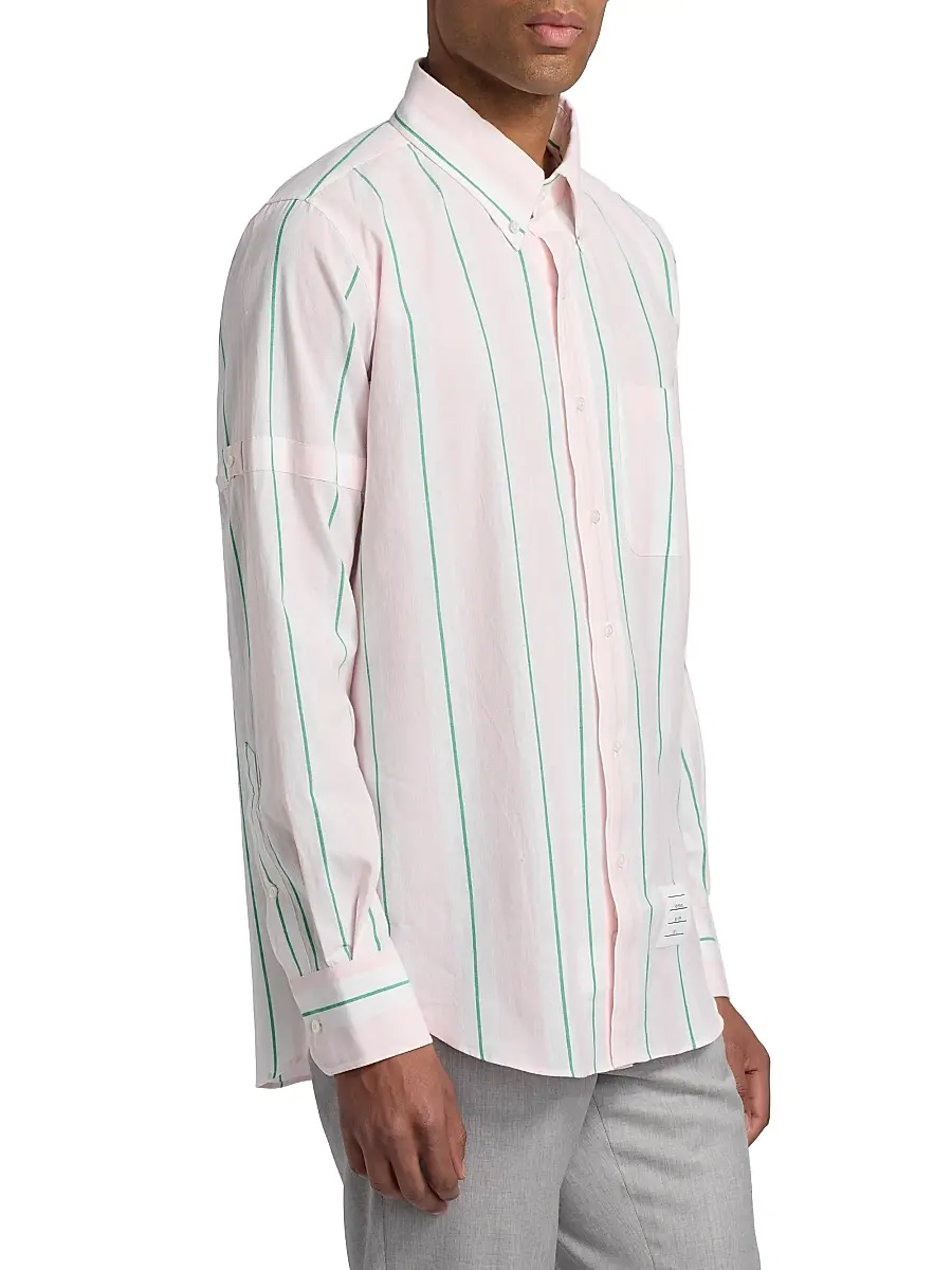 Thom Browne Men's Striped Cotton Button-Down Shirt | Thumbnail 4