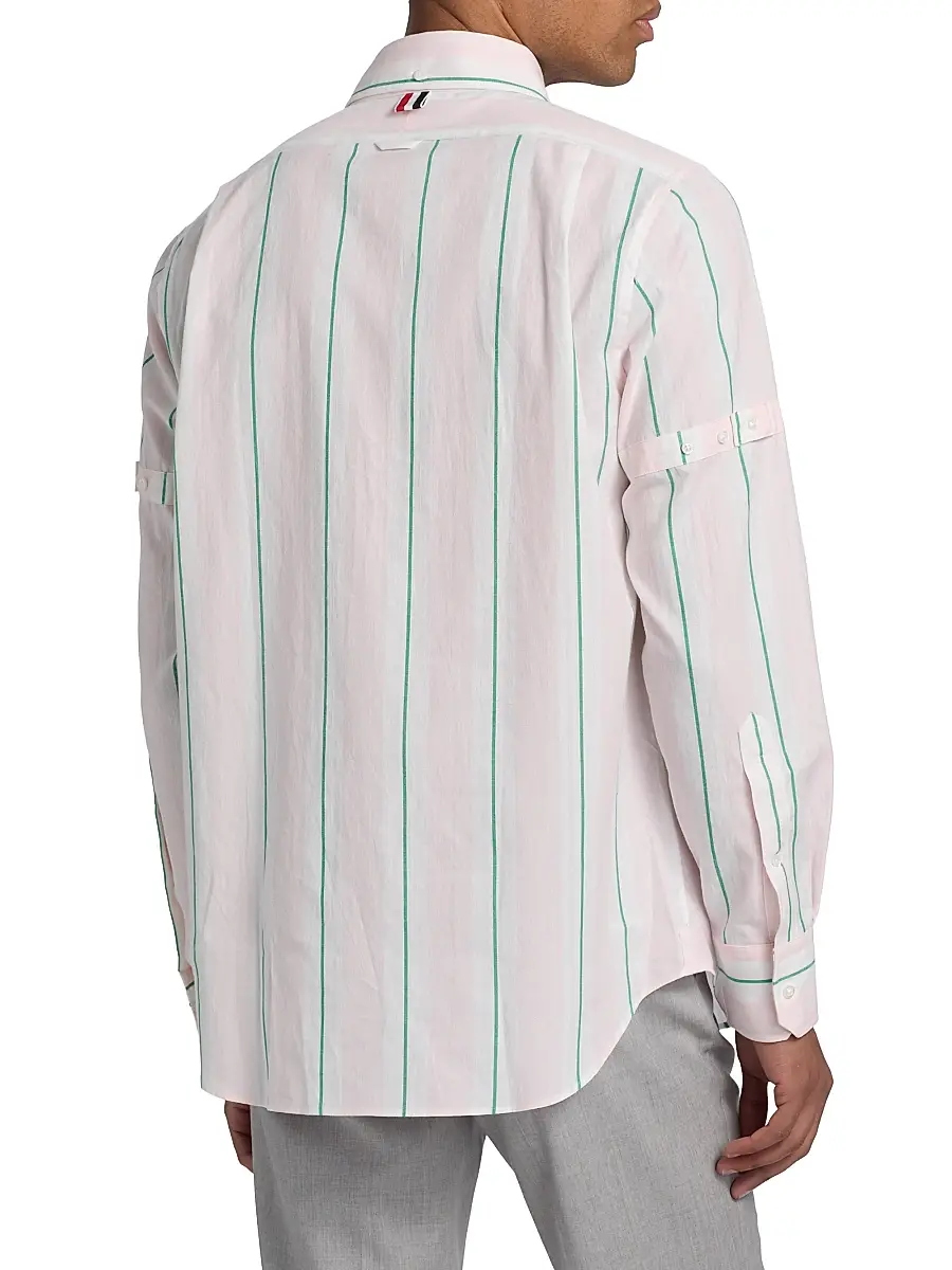 Thom Browne Men's Striped Cotton Button-Down Shirt | Thumbnail 5