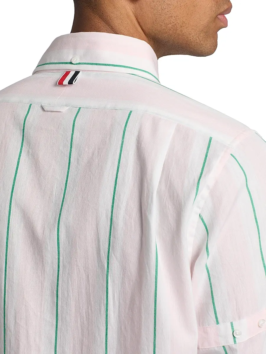 Thom Browne Men's Striped Cotton Button-Down Shirt | Thumbnail 6