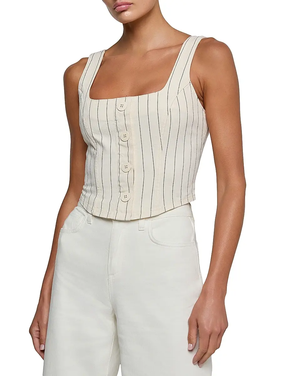 L'Agence Women's Saga Pinstriped Cotton Tank | Thumbnail 3 L'Agence Women's Saga Pinstriped Cotton Tank | Thumbnail 3