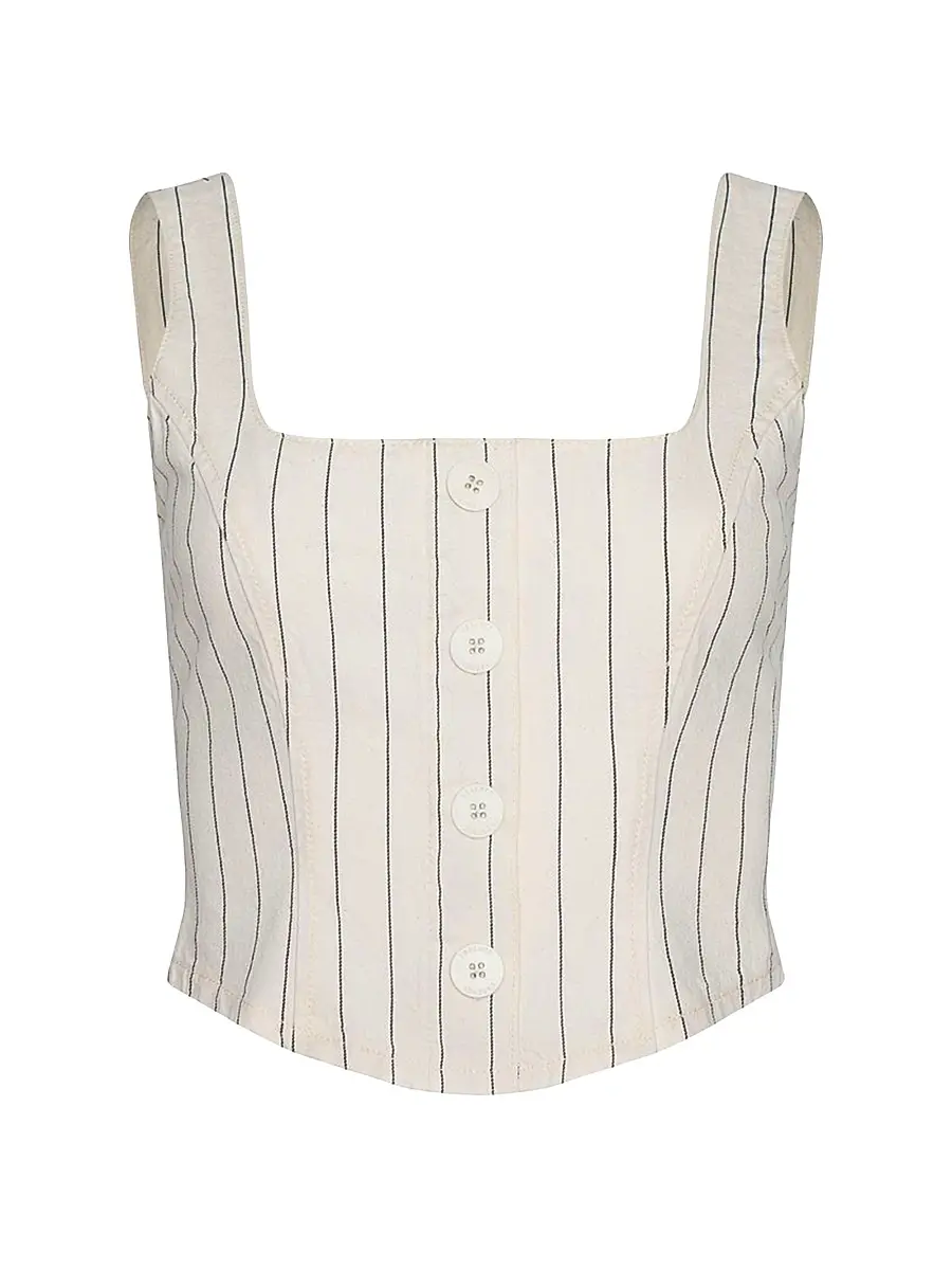 L'Agence Women's Saga Pinstriped Cotton Tank