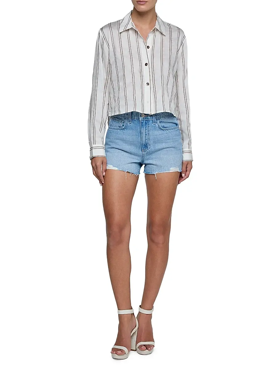 L'Agence Women's Cosette Shadow Striped Crop Shirt | Thumbnail 2 L'Agence Women's Cosette Shadow Striped Crop Shirt | Thumbnail 2