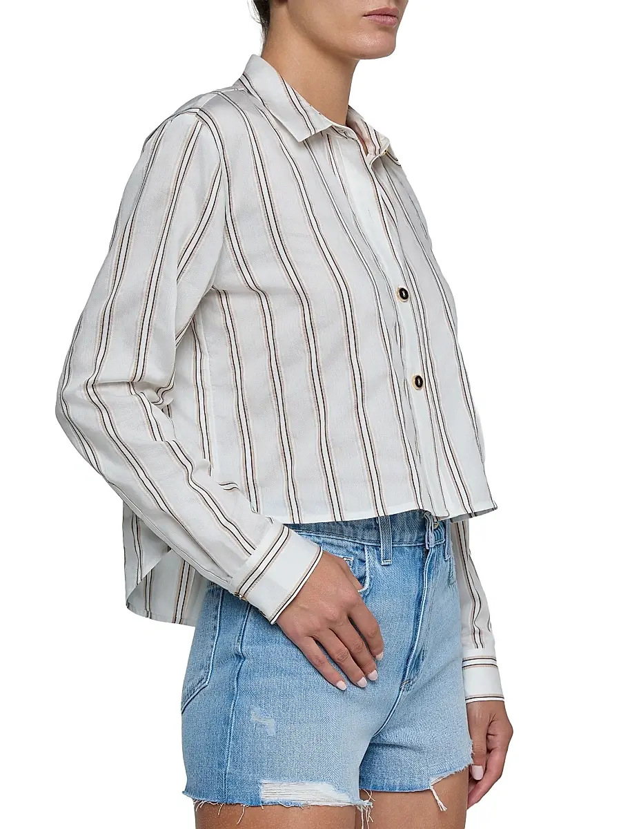 L'Agence Women's Cosette Shadow Striped Crop Shirt | Thumbnail 3 L'Agence Women's Cosette Shadow Striped Crop Shirt | Thumbnail 3