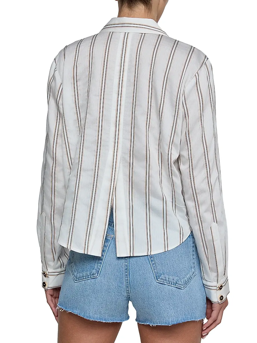 L'Agence Women's Cosette Shadow Striped Crop Shirt | Thumbnail 4 L'Agence Women's Cosette Shadow Striped Crop Shirt | Thumbnail 4