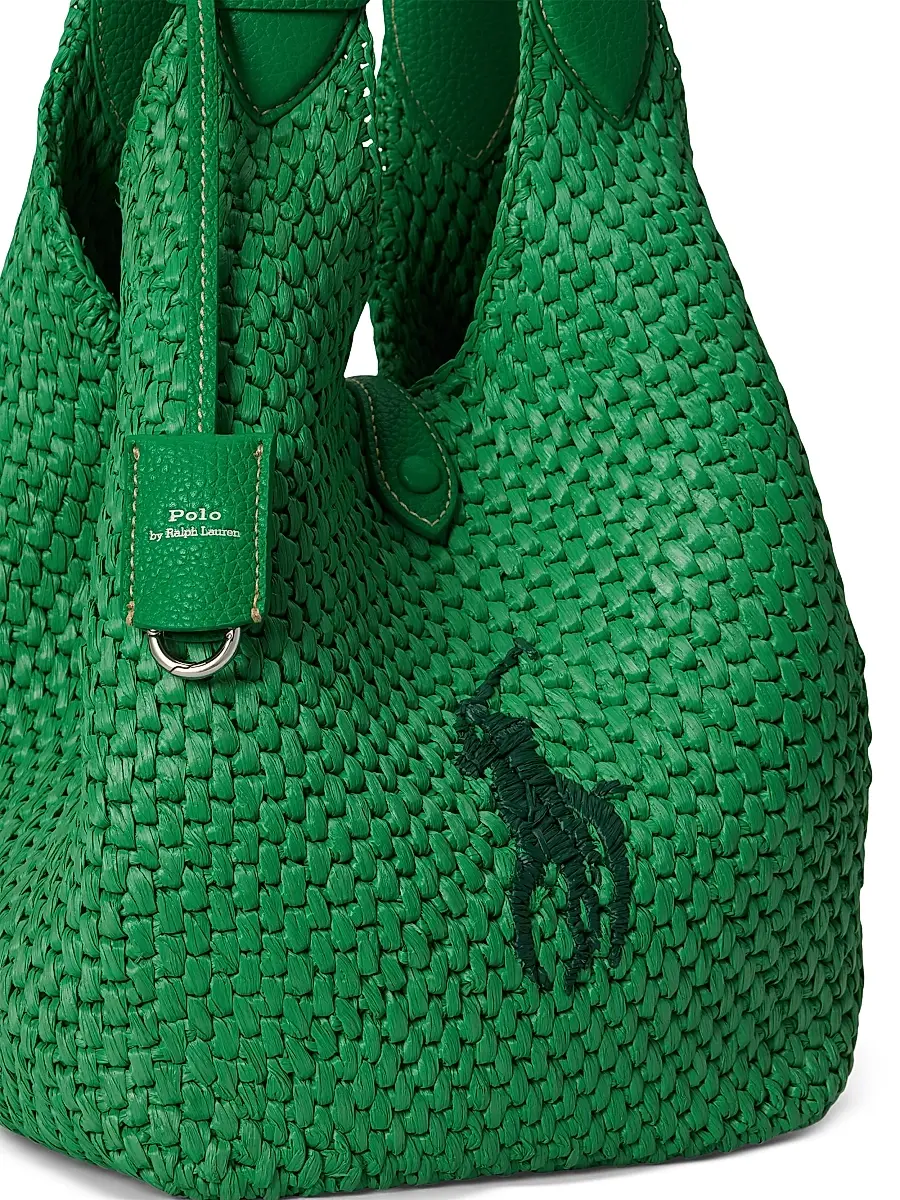 Polo Ralph Lauren Women's Medium Logo-Embroidered Raffia Tote Bag | Thumbnail 7 Polo Ralph Lauren Women's Medium Logo-Embroidered Raffia Tote Bag | Thumbnail 7