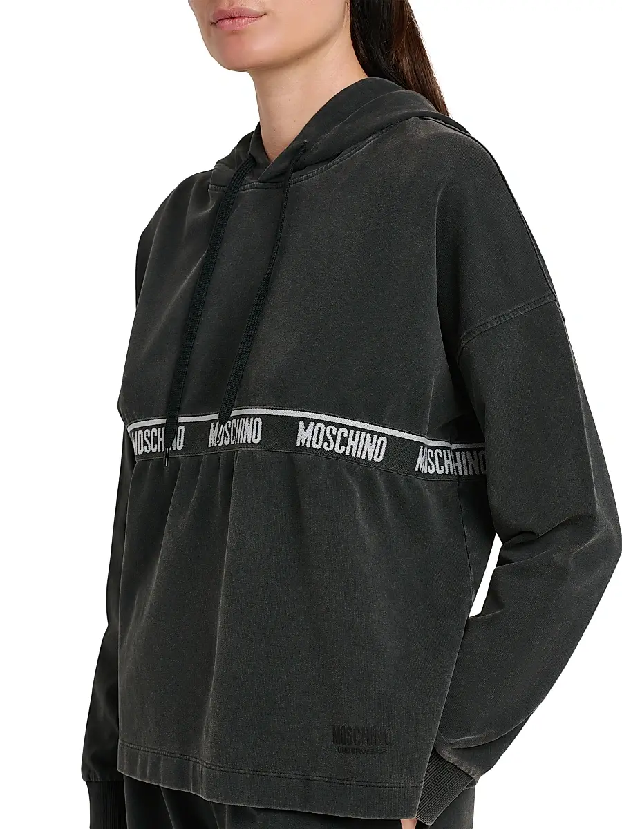 MOSCHINO Women's Logo Stretch-Cotton Hoodie | Thumbnail 6 MOSCHINO Women's Logo Stretch-Cotton Hoodie | Thumbnail 6