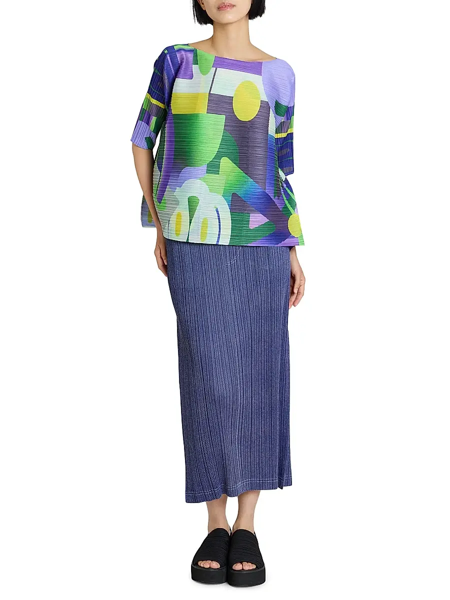 Pleats Please Issey Miyake Women's Playground Printed Pleated Top | Thumbnail 2 Pleats Please Issey Miyake Women's Playground Printed Pleated Top | Thumbnail 2