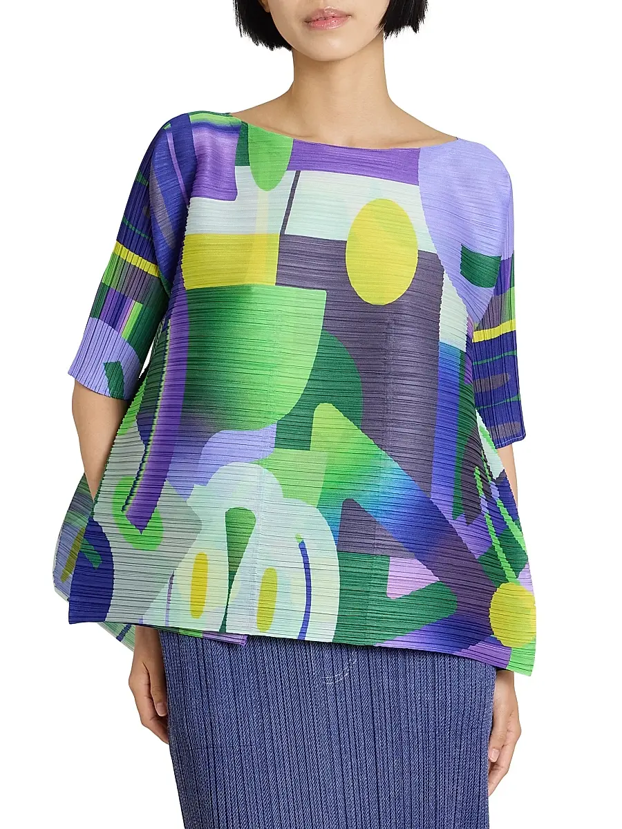 Pleats Please Issey Miyake Women's Playground Printed Pleated Top | Thumbnail 3 Pleats Please Issey Miyake Women's Playground Printed Pleated Top | Thumbnail 3