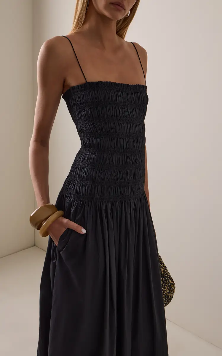 Matteau Shirred Cotton Drop-Waist Maxi Dress | Thumbnail 3 Matteau Shirred Cotton Drop-Waist Maxi Dress | Thumbnail 3