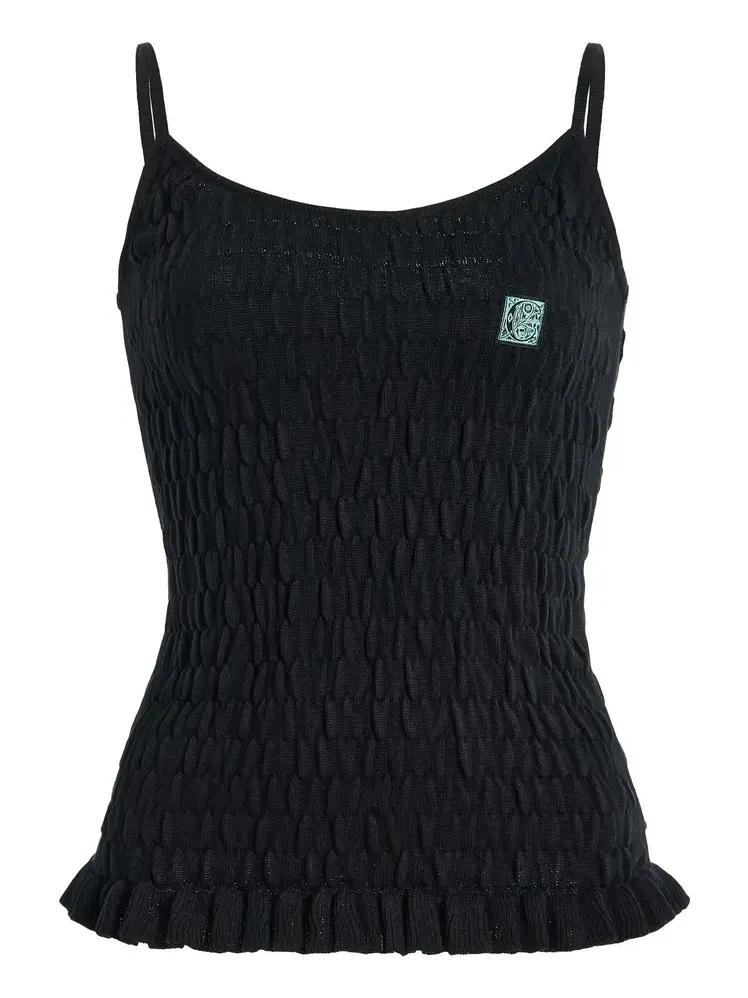 Conner Ives Exclusive Shirred Knit Cotton-Cashmere Cami Top