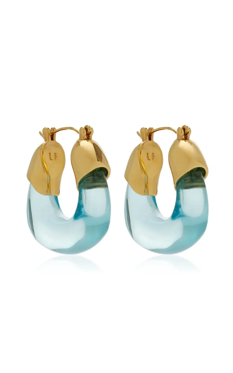 Lizzie Fortunato Mini Organic Hoops In Aqua | Image 1 Lizzie Fortunato Mini Organic Hoops In Aqua | Image 1