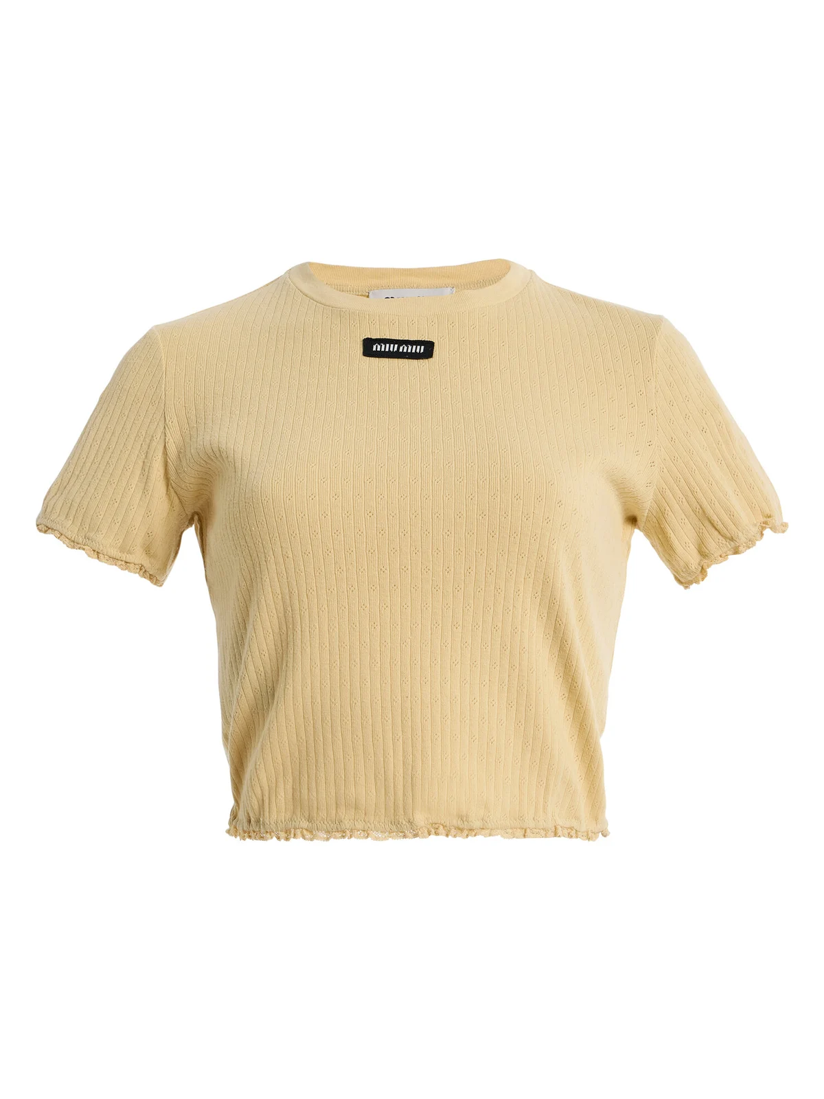 Miu Miu Pointelle-Knit Cotton Baby Tee