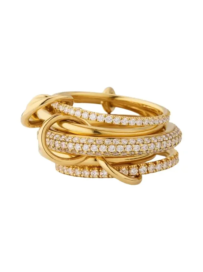 Venus 18K Yellow Gold 5-Link Ring with Diamonds Venus 18K Yellow Gold 5-Link Ring with Diamonds