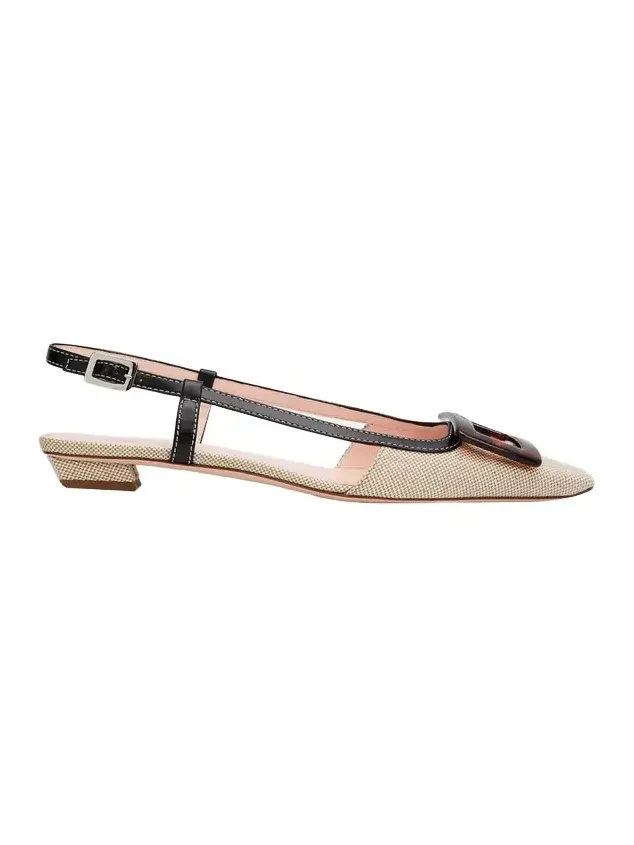 Belle Vivier Canvas Slingback Ballerina Flats