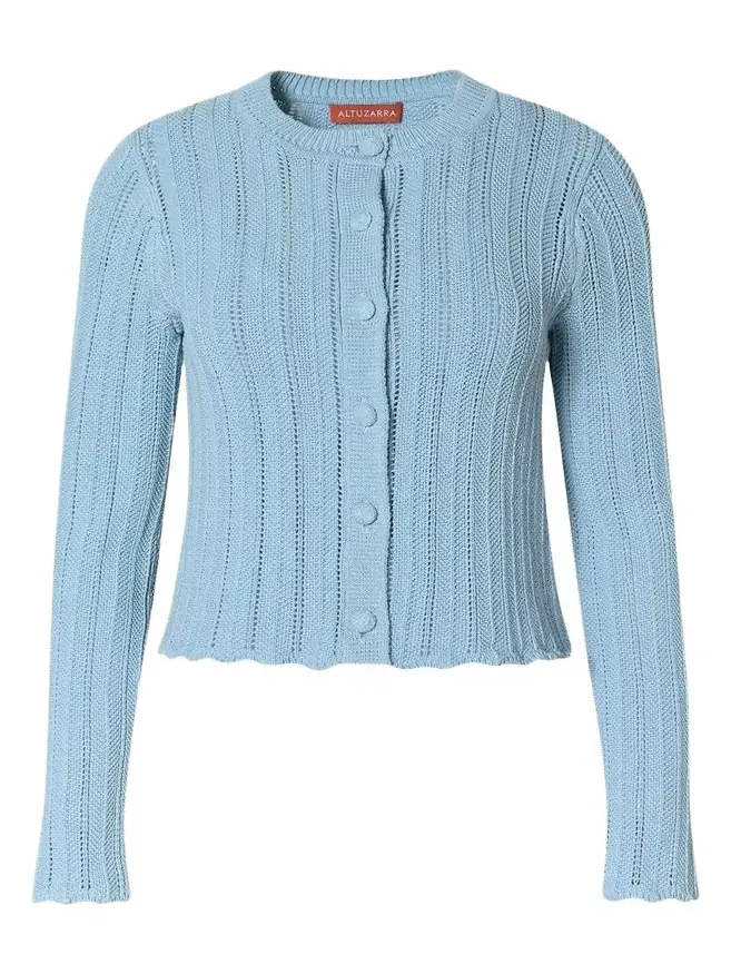 Mariette Lattice Knit Crewneck Cardigan Mariette Lattice Knit Crewneck Cardigan