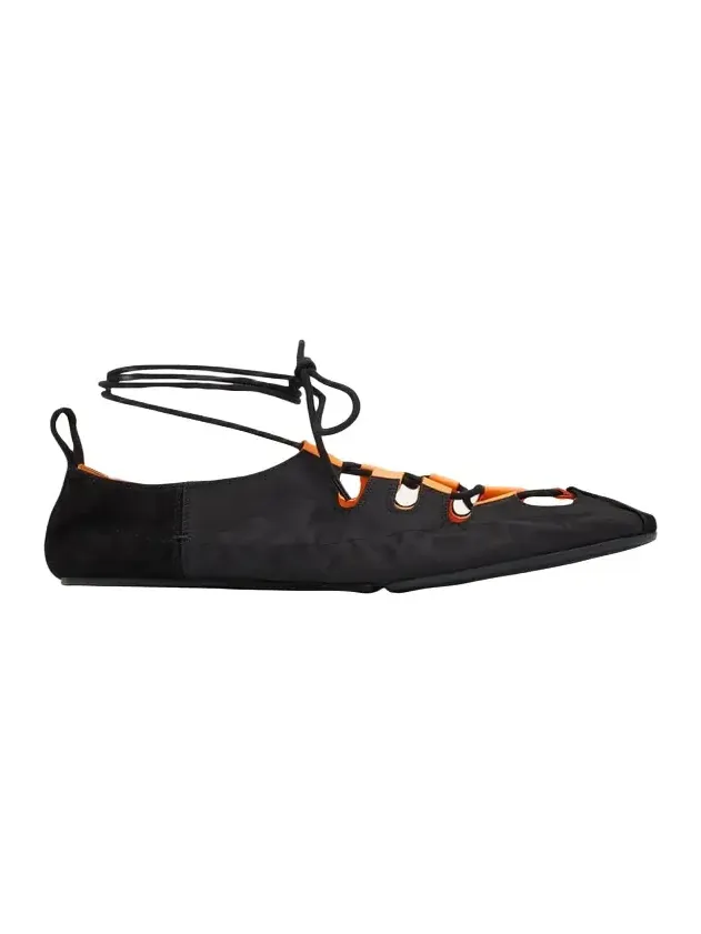Alaïa Nylon Lace-Up Ballerina Flats