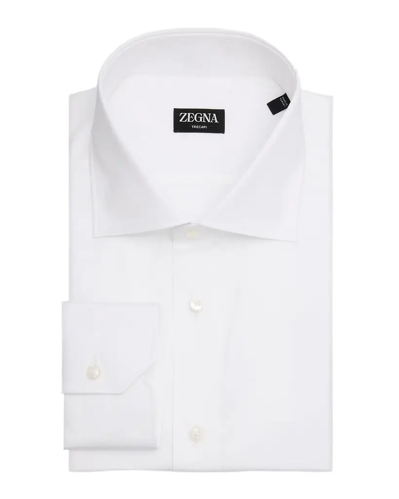 ZEGNA Men's Solid Trecapi 3-Ply Cotton Dress Shirt | Image 1 ZEGNA Men's Solid Trecapi 3-Ply Cotton Dress Shirt | Image 1